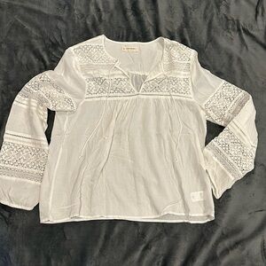 Lucky Brand White Lace Detail Women's Top